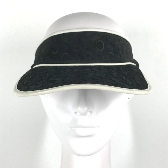 CELINE Triomphe Visor Bicolor Hat Sun visor Leather / suede Black/White - Picture 1 of 16